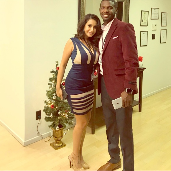 Royal blue and nude dress, worn once to an event. - Picture 1 of 5